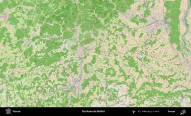 Territoire-de-Belfort. OpenStreetMap Fransız stili haritasında Fransa 'nın idari alanı
