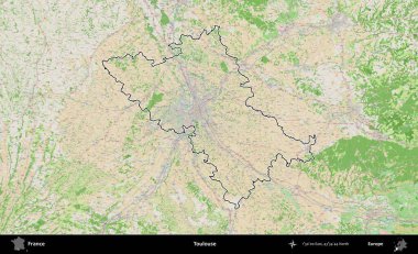 Toulouse. OpenStreetMap Fransız stili haritasında Fransa 'nın idari bölgesinin ana hatları belirlendi