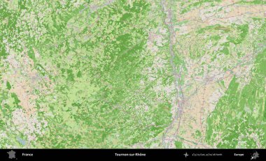 Tournon-sur-Rhone. OpenStreetMap Fransız stili haritasında Fransa 'nın idari alanı