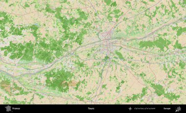 Turlar. OpenStreetMap Fransız stili haritasında Fransa 'nın idari alanı