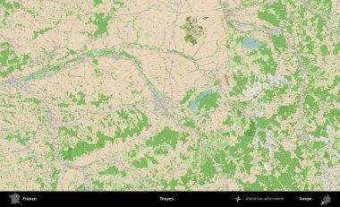 Troyes. OpenStreetMap Fransız stili haritasında Fransa 'nın idari alanı