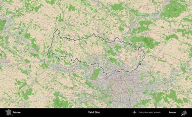 Val-d'Oise. OpenStreetMap Fransız stili haritasında Fransa 'nın idari bölgesinin ana hatları belirlendi