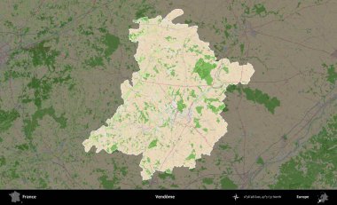 Vendome. Fransa 'nın idari alanı koyu renk bir OpenStreetMap tarzı Fransız haritasına vurgulandı ve özetlendi