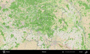 Vierzon. OpenStreetMap Fransız stili haritasında Fransa 'nın idari bölgesinin ana hatları belirlendi