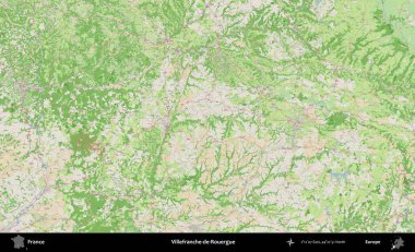 Villefranche-de-Rouergue 'da. OpenStreetMap Fransız stili haritasında Fransa 'nın idari alanı