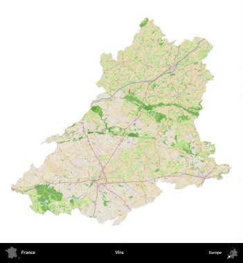Vire. Fransa 'nın idari bölgesi bir OpenStreetMap Fransız tarzı haritada beyazda izole edildi