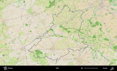 Vire. OpenStreetMap Fransız stili haritasında Fransa 'nın idari bölgesinin ana hatları belirlendi