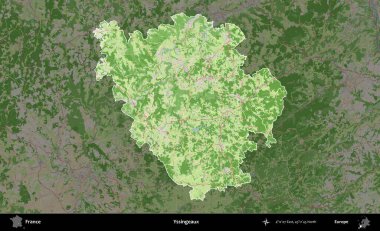 Yssingeaux. Fransa 'nın idari alanı koyu renk bir OpenStreetMap tarzı Fransız haritasına vurgulandı ve özetlendi