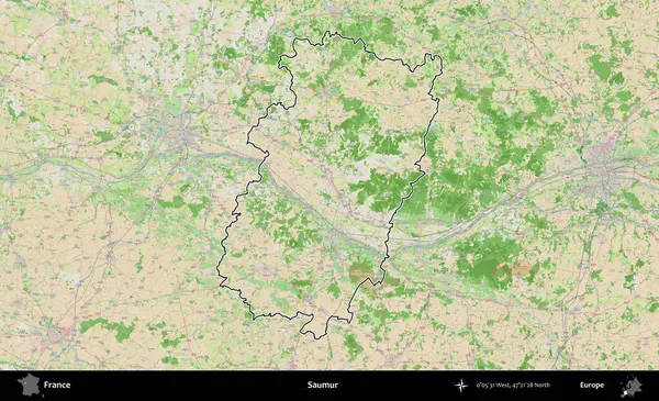 Saumur. OpenStreetMap Fransız stili haritasında Fransa 'nın idari bölgesinin ana hatları belirlendi