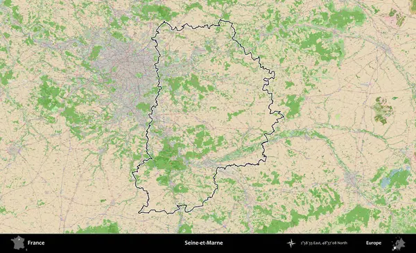 Seine-et-Marne. OpenStreetMap Fransız stili haritasında Fransa 'nın idari bölgesinin ana hatları belirlendi