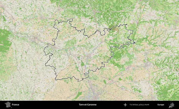 Tarn-et-Garonne. OpenStreetMap Fransız stili haritasında Fransa 'nın idari bölgesinin ana hatları belirlendi