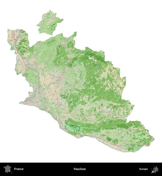 Vaucluse. Fransa 'nın idari bölgesi bir OpenStreetMap Fransız tarzı haritada beyazda izole edildi