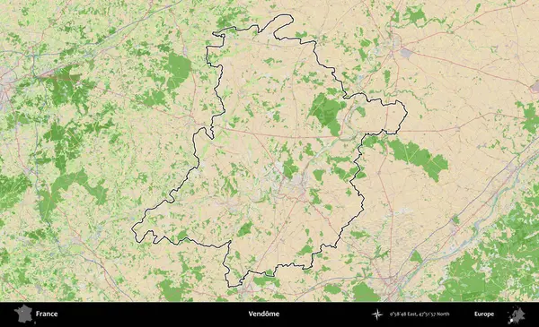 Vendome. OpenStreetMap Fransız stili haritasında Fransa 'nın idari bölgesinin ana hatları belirlendi