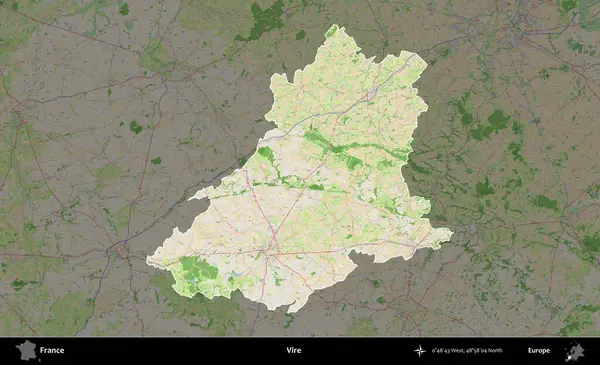 Vire. Fransa 'nın idari alanı koyu renk bir OpenStreetMap tarzı Fransız haritasına vurgulandı ve özetlendi