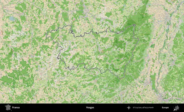 Vosges. OpenStreetMap Fransız stili haritasında Fransa 'nın idari bölgesinin ana hatları belirlendi