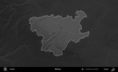 Bethune. Fransa 'nın idari alanı kararmış bir gri tonlama yükselme haritasına vurgulandı ve özetlendi