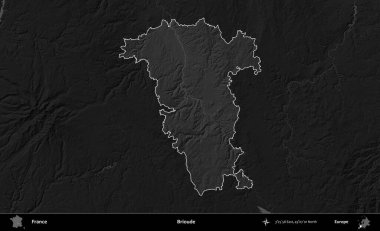 Gelin hanım. Fransa 'nın idari alanı kararmış bir gri tonlama yükselme haritasına vurgulandı ve özetlendi