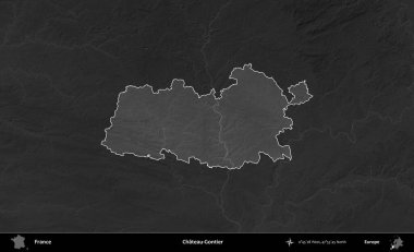 Şato-Gontier. Fransa 'nın idari alanı kararmış bir gri tonlama yükselme haritasına vurgulandı ve özetlendi