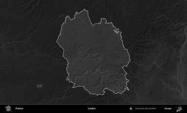 Lozere. Fransa 'nın idari alanı kararmış bir gri tonlama yükselme haritasına vurgulandı ve özetlendi