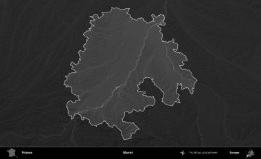 Muret. Fransa 'nın idari alanı kararmış bir gri tonlama yükselme haritasına vurgulandı ve özetlendi