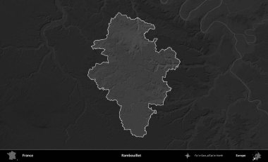 Rambouillet. Fransa 'nın idari alanı kararmış bir gri tonlama yükselme haritasına vurgulandı ve özetlendi