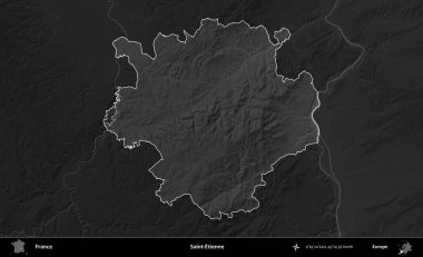 Aziz Etienne. Fransa 'nın idari alanı kararmış bir gri tonlama yükselme haritasına vurgulandı ve özetlendi