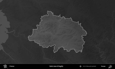 Saint-Jean-d'Angely. Fransa 'nın idari alanı kararmış bir gri tonlama yükselme haritasına vurgulandı ve özetlendi