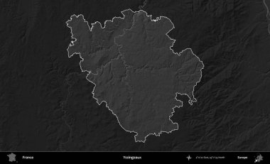 Yssingeaux. Fransa 'nın idari alanı kararmış bir gri tonlama yükselme haritasına vurgulandı ve özetlendi
