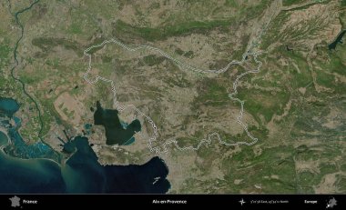 Aix-en-Provence. B uydusundaki görüntülerde Fransa 'nın idari bölgesinin ana hatları belirlenmiş.