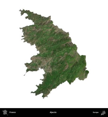 Ajaccio. Fransa 'nın idari bölgesi B uydusundaki görüntülerde beyaza izole edildi