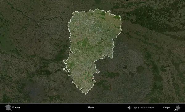Aisne. Fransa 'nın idari alanı koyu renkli bir B uydusu görüntüsüyle vurgulandı ve özetlendi
