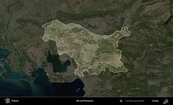Aix-en-Provence. Fransa 'nın idari alanı koyu renkli bir B uydusu görüntüsüyle vurgulandı ve özetlendi