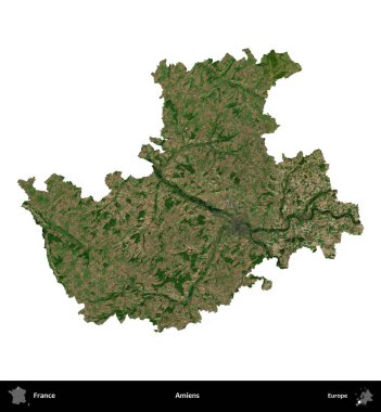 Amiens. Fransa 'nın idari bölgesi B uydusundaki görüntülerde beyaza izole edildi