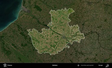 Amiens. Fransa 'nın idari alanı koyu renkli bir B uydusu görüntüsüyle vurgulandı ve özetlendi