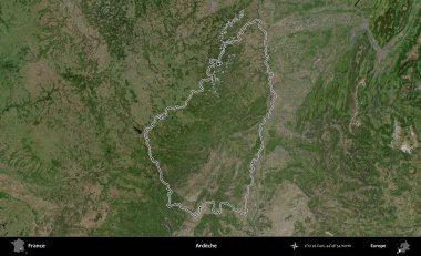Ardeche. B uydusundaki görüntülerde Fransa 'nın idari bölgesinin ana hatları belirlenmiş.