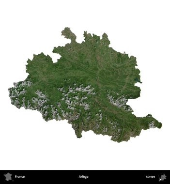 Ariege. Fransa 'nın idari bölgesi B uydusundaki görüntülerde beyaza izole edildi