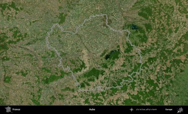 Aube. B uydusundaki görüntülerde Fransa 'nın idari bölgesinin ana hatları belirlenmiş.