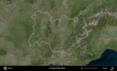 Auvergne-Rhone-Alpes. B uydusundaki görüntülerde Fransa 'nın idari bölgesinin ana hatları belirlenmiş.