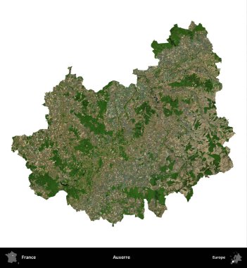 Auxerre. Fransa 'nın idari bölgesi B uydusundaki görüntülerde beyaza izole edildi