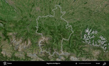 Bagneres-de-Bigorre. B uydusundaki görüntülerde Fransa 'nın idari bölgesinin ana hatları belirlenmiş.