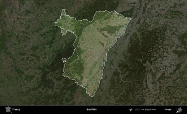 Bas-Rhin. Fransa 'nın idari alanı koyu renkli bir B uydusu görüntüsüyle vurgulandı ve özetlendi