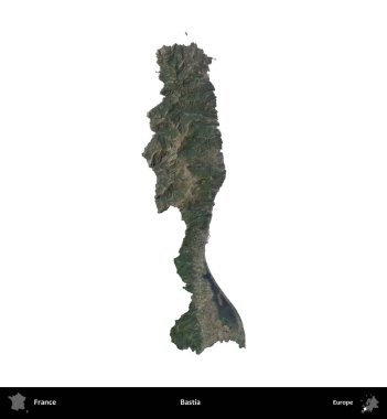 Bastia. Fransa 'nın idari bölgesi B uydusundaki görüntülerde beyaza izole edildi