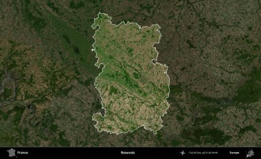 Beauvais. Fransa 'nın idari alanı koyu renkli bir B uydusu görüntüsüyle vurgulandı ve özetlendi