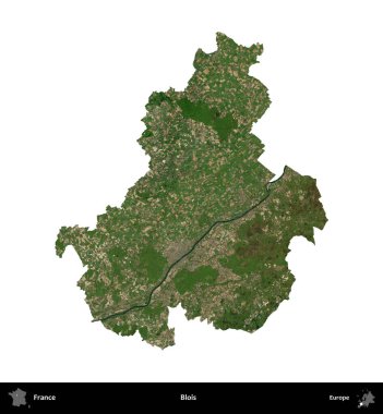 Blois. Fransa 'nın idari bölgesi B uydusundaki görüntülerde beyaza izole edildi