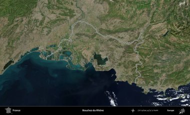 Bouches-du-Rhone. B uydusundaki görüntülerde Fransa 'nın idari bölgesinin ana hatları belirlenmiş.