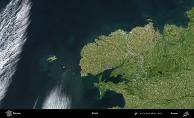 Brest. B uydusundaki görüntülerde Fransa 'nın idari bölgesinin ana hatları belirlenmiş.