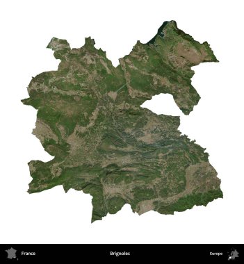 Brignoles. Fransa 'nın idari bölgesi B uydusundaki görüntülerde beyaza izole edildi