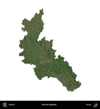 Brive-la-Gaillarde. Fransa 'nın idari bölgesi B uydusundaki görüntülerde beyaza izole edildi