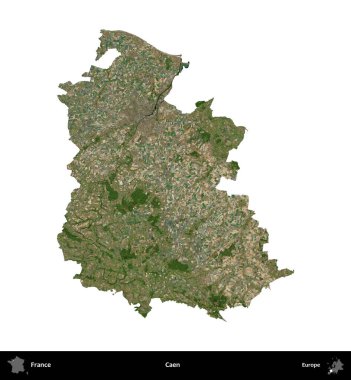 Caen. Fransa 'nın idari bölgesi B uydusundaki görüntülerde beyaza izole edildi