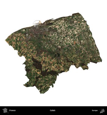 Calais. Fransa 'nın idari bölgesi B uydusundaki görüntülerde beyaza izole edildi